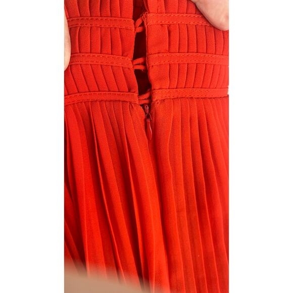 5/48 Release Pleat Red Mini Skirt Women’s SZ Med GUC Side Zip/Buttons Lined - Picture 7 of 11